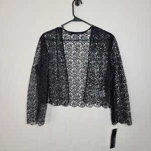 Black Sheer Floral Cropped Bolero Jacket 12 Whimsigoth Romantic Witchy Formal